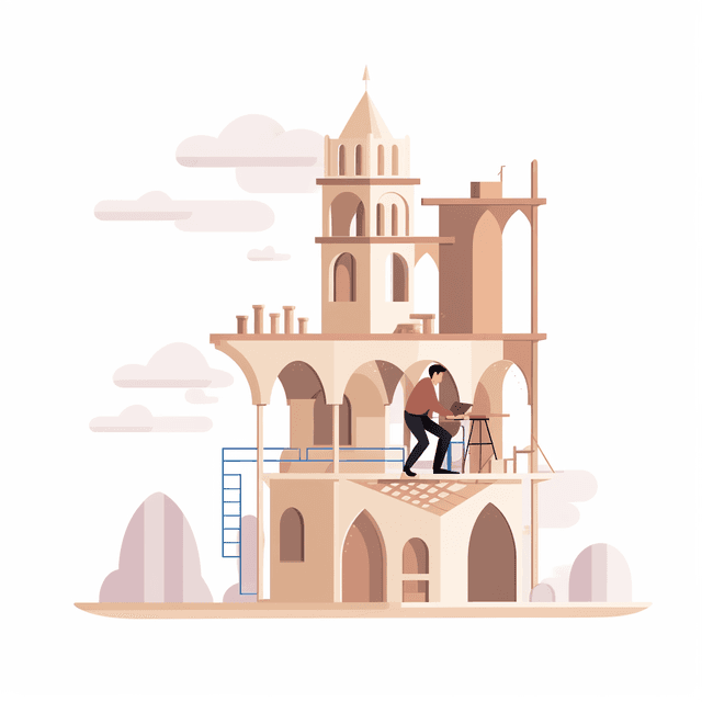 A mason working on a castle